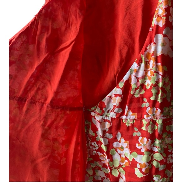 J.Jill Red Floral Wrap Mini Short Sleeve dress size S - Picture 3 of 16